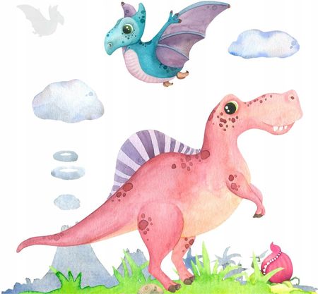 Muralo Fototapeta Dziecięca Kolorowe Dinozaury 90X60
