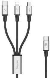 Baseus Kabel USB-C Rapid 3w1 Typ C / Lightning / Micro 3A 1,2m Czarny (CAMLTSUS1)