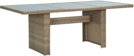 Vidaxl Stół ogrodowy, brązowy, 200x100x74 cm, szkło i rattan PE 310142
