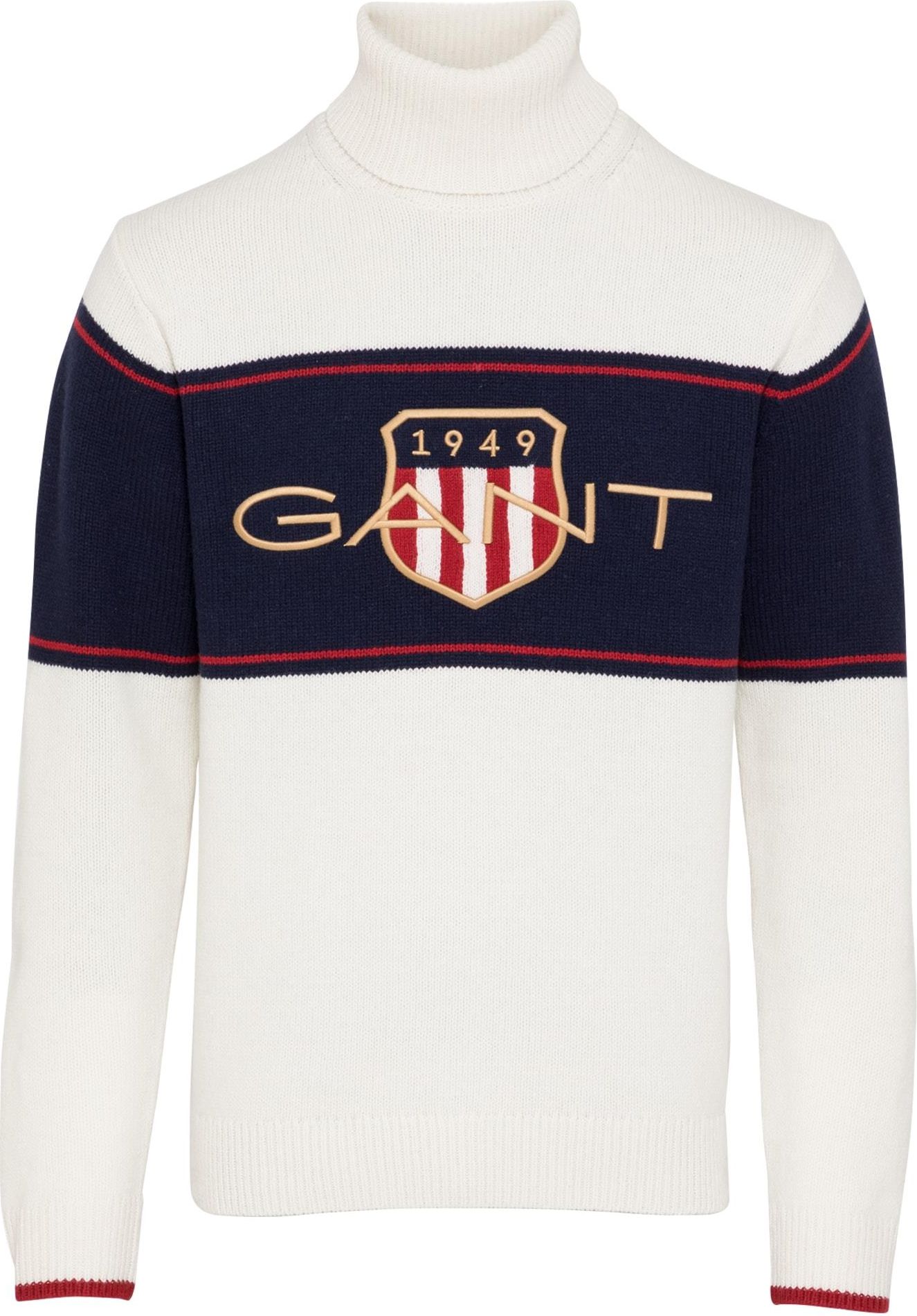 Gant Sweter D2 Archive Shield Turtleneck Kremowy Granatowy Ceny I Opinie Ceneo Pl