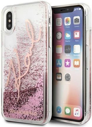 Karl Lagerfeld iPhone X/Xs różowo-złoty/rose gold Glitter Signature (KLHCPXTRKSRG)