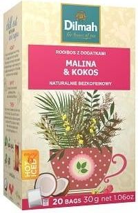 Dilmah Zielony Rooibos Malina & Kokos 20 x 1,5g