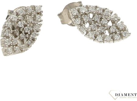 Diament Kolczyki srebrne wkrętki listki z cyrkoniami DIAKLCALCYR0525ERH925