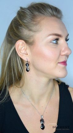 Spark Kolczyki srebrne Swarovski Elements 'Czarne klejnoty