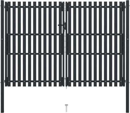 Vidaxl Dwuskrzydłowa brama ogrodzeniowa, stal, 306x250 cm, antracytowa 146355