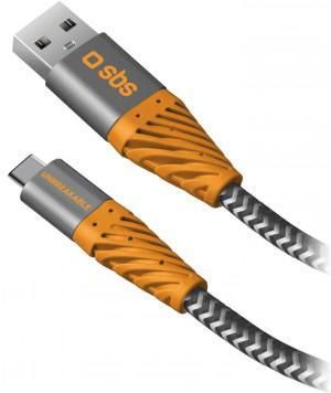 Sbs kabel USB - USB-C 2m Aramid Fibre Reflective Szary (353534)