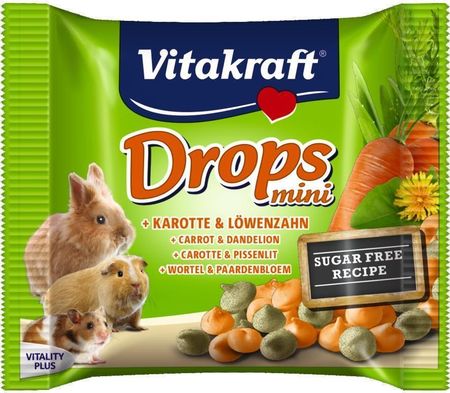Vitakraft Mini Drops przysmak z marchewką i mniszkiem lekarskim 40g