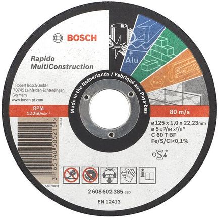 Bosch Tarcza tnąca prosta Multi Construction 115 mm, 22,23 mm, 1,0 mm 2608602384