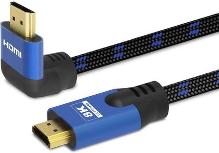 Savio Kabel HDMI v2.1 kątowy miedź oplot bawełniany metalowe wtyczki 1,8m (CL-147)