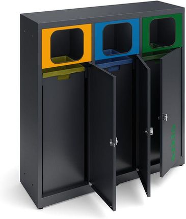 Metalowy pojemnik do segregacji odpadów 3- komorowy PSGN3 P3