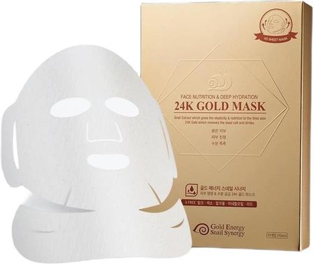 Petitfee & Koelf Nawilżająca Dwuczęściowa Maska Hydrożelowa Do Twarzy W Płachcie Gold & Snail Hydrogel Mask Pack 5Szt.