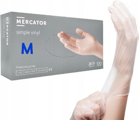 Mercator Medical Rękawice Winylowe Rękawiczki Bezpudrowe 100 Szt M