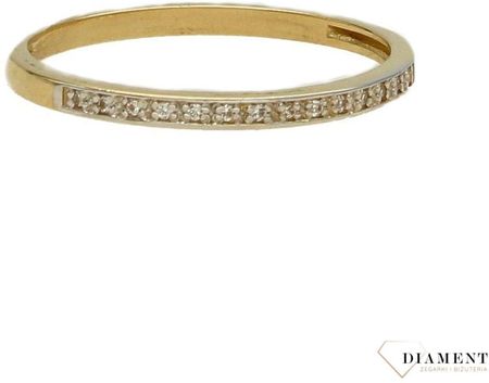 Diament Złoty pierścionek 585 obrączka białe cyrkonie DIAPRS1787585