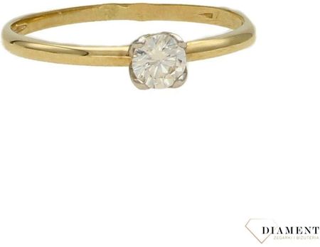 Diament Złoty pierścionek 585 zaręczynowy z cyrkonią DIAPRS1773585