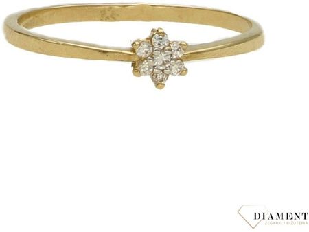 Diament Złoty pierścionek 585 kwiatek z cyrkoniami DIAPRS1776585