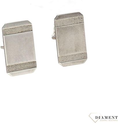Diament Spinki do mankietów srebrne prostokątne ze ściętym brzegiem 925 DIASPI2414925