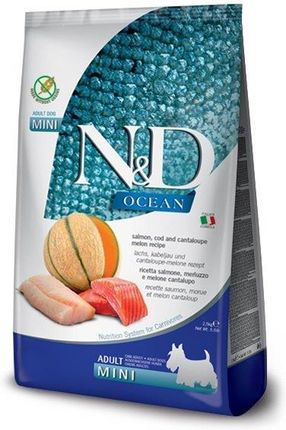 N&D Ocean Dog Adult Mini Salmon Cod&Cantaloupe Melon Łosoś Dorsz I Kantalupa 800G