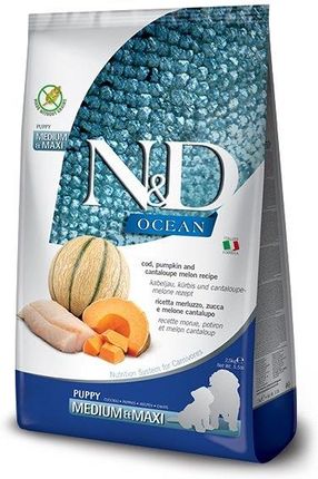 N&D Ocean Dog Puppy Medium&Maxi Cod Pumpkin&Cantaloupe Melon Dorsz Dynia I Kantalupa 2,5Kg