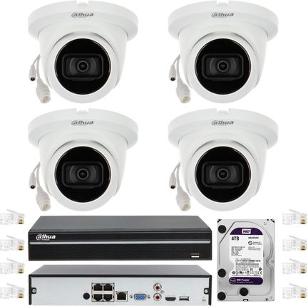 DAHUA ZESTAW 4 KAMER IP DO MONITORINGU DOMU 4 MPX IR30