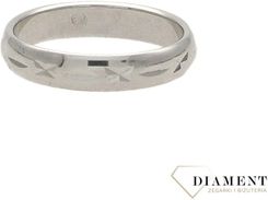 DIAMENT SREBRNA OBRĄCZKA PÓŁOKRĄGŁA ZE WZOREM 5 MM SREBRO 925