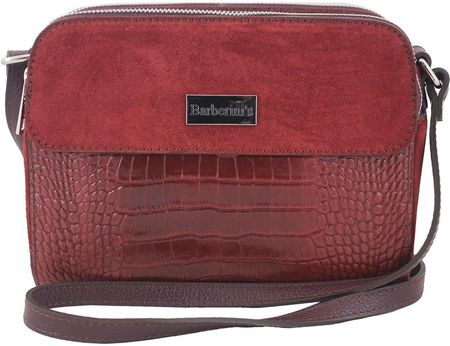 Barberini'S Stylowa Torebka Crossbody Trzykomorowa - Bordowa