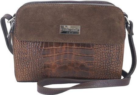 Barberini'S Stylowa Torebka Crossbody Trzykomorowa - Brązowa Ciemna