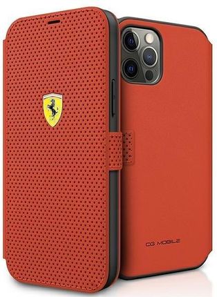 Ferrari iPhone 12 Pro Max 6,7" czerwony/red book On Track Perforated (FESPEFLBKP12LRE)