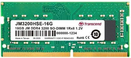 Pamięć RAM Transcend 16GB JM DDR4 3200Mhz SO-DIMM 1Rx8 2Gx8 CL22 1.2V (JM3200HSE16G)