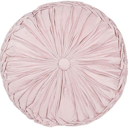Beliani Poduszka ozdobna dekoracyjna okrągła plisowana 40 cm różowa Udala