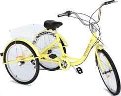 Zdjęcie Enero Rower 3-kołowy trójkołowy rehabilitacyjny koła 24 6-biegowy Żółty - Konin