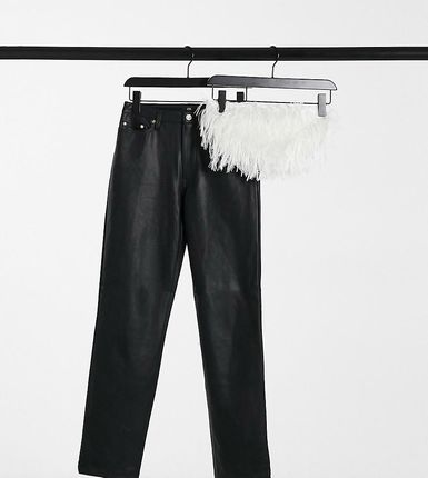 Jaded Rose – Biały krótki top bandeau ze sztucznych piór