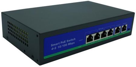 Tayama Switch 4X Poe 8023Af 2 X Uplink Zasilacz Wbudowany - Dc 52V Tryb Extend 250 M (SW4P2H)