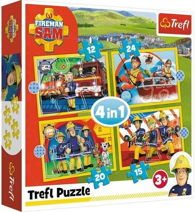 Trefl Puzzle 4w1 Pomocny Strażak Sam 34373