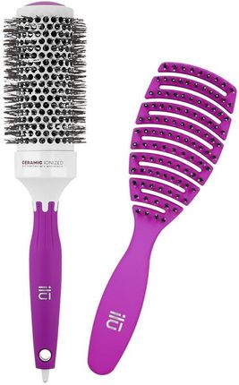 ilu by Tools For Beauty, Zestaw 2 fioletowych szczotek do modelowania i rozczesywania włosów