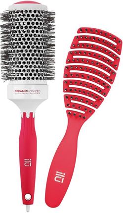 ilu by Tools For Beauty, Zestaw 2 czerwonych szczotek do modelowania i rozczesywania włosów