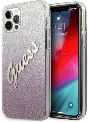 Guess do iPhone 12/12 Pro 6,1" różowy/pink hardcase Glitter Gradient Script (GUHCP12MPCUGLSPI)