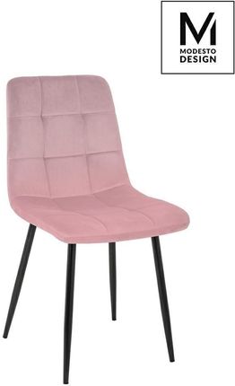 Modesto Design Krzesło Carlo Pudrowy Róż Welur Metal