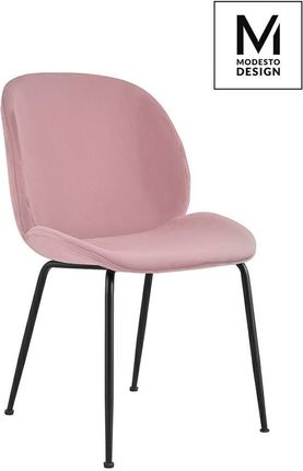 Modesto Design Krzesło Scoop Pudrowy Róż Welur Metal