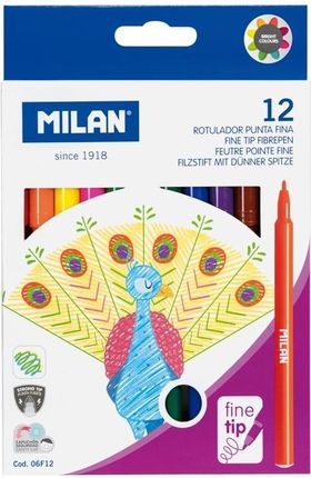 Milan Flamastry Okrągłe Z Cienką Końcówką 12 Kolorów (06F12)
