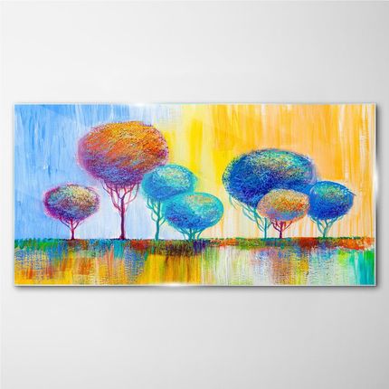 Coloray Obraz Szklany Malarstwo Abstrakcja Drzewa