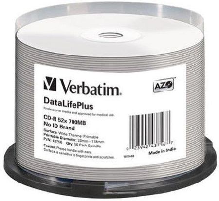 CD-R Verbatim [ cake box 50 | 700MB | 52x | do nadruku Wide Thermal