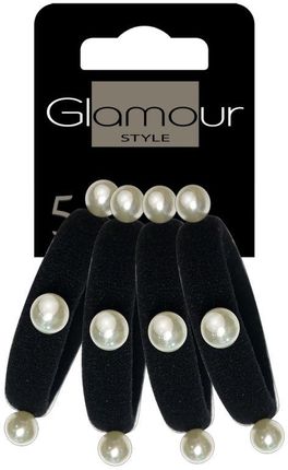 Glamour Gumki Do Włosów Czarne Z Perełkami 4Szt