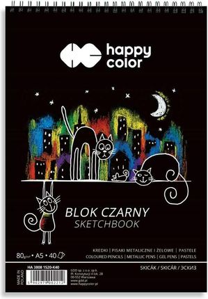 Gdd Blok A5/40K Czarny Koty 80G Spirala Happy Color