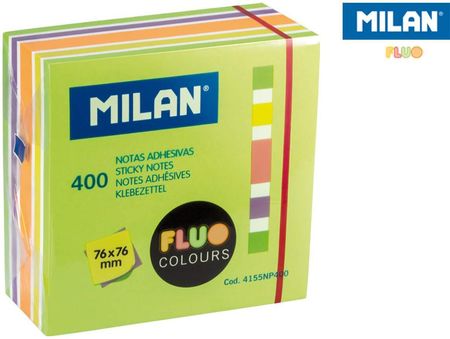 Milan Karteczki Samoprzylepne Fluo Kostka 76 X 76 Mm Mix 5 Kolorów 400K 4155Np400 