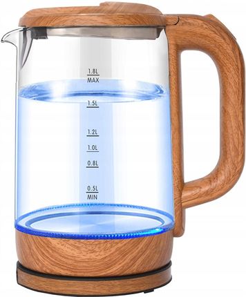 Platinet Electric Kettle 1800W Glass And Wooden Color Finish Blue Lightning (45191 )