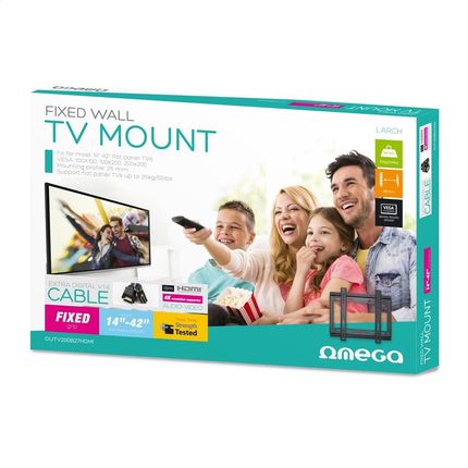 Omega Tv Mount Max Vesa 200 14-42" Fixed Larch With 4K Hdmi Cable Bundle(45455)