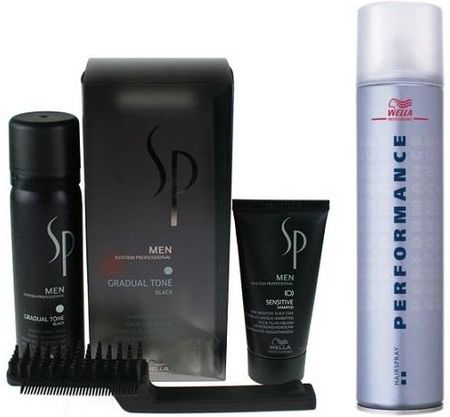 Wella SP Men Gradual Tone Black and Performance Zestaw: zestaw maskujący siwiznę włosów kolor czarny: pianka pigmentująca 60ml + szampon