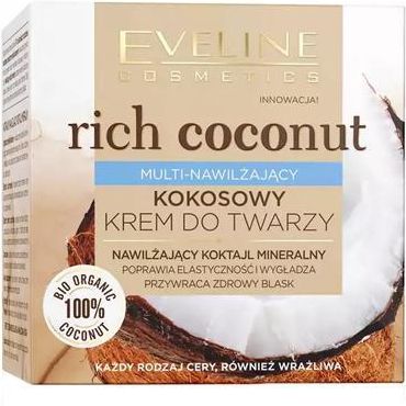 Eveline Cosmetics Rich Coconut Multi-Nawilżający Kokosowy Krem Do Twarzy 50Ml