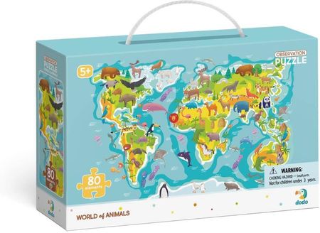 Dodo Puzzle 80El. Obserwacyjne Mapa Świata Zwierząt Dop300133