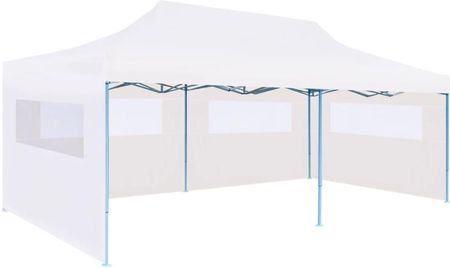 Vidaxl Składany namiot ze ścianami bocznymi, 3 x 6 m, stal, biały 48863